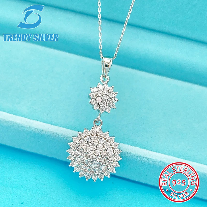 925 Sterling Silver Necklace Small Zircon Jewelry