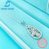 925 Silver Necklace with Zircon, Elegant Crystal Jewelry