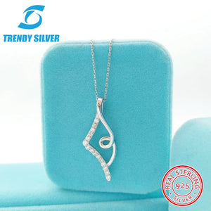 925 Sterling Silver Necklace with Small Zircon Charm