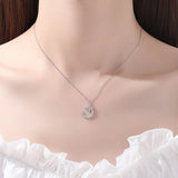925 Silver Star Moon Necklace Flashing Diamond 8-Pointed Star Ladies Chain