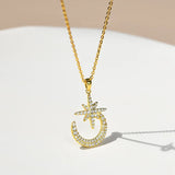 925 Silver Star Moon Necklace Flashing Diamond 8-Pointed Star Ladies Chain