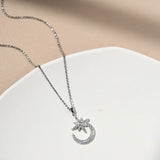 925 Silver Star Moon Necklace Flashing Diamond 8-Pointed Star Ladies Chain