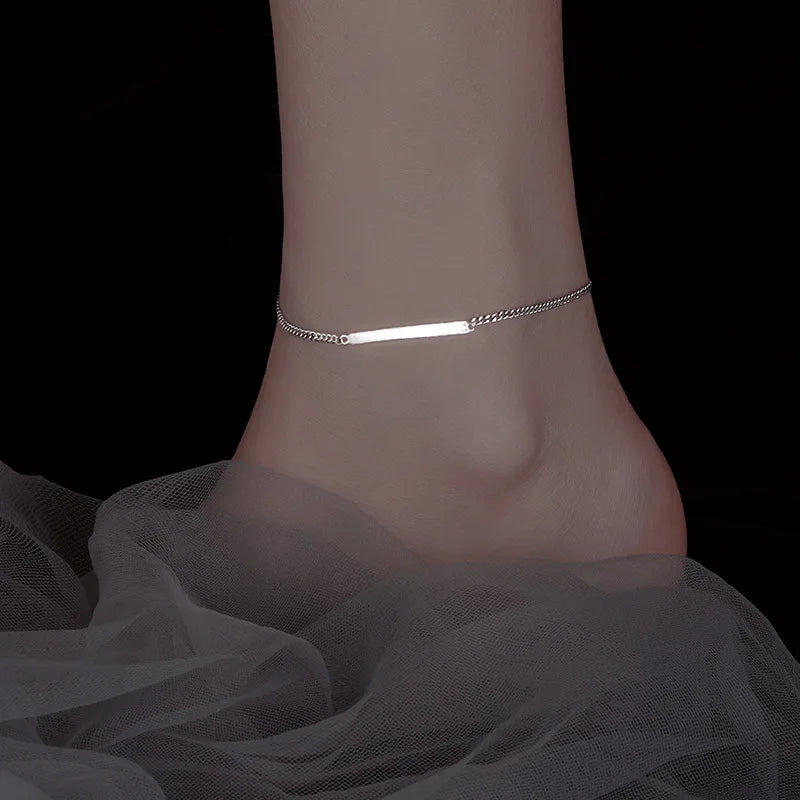 925 Silver Style Chain Anklet for Women Fine Jewelry