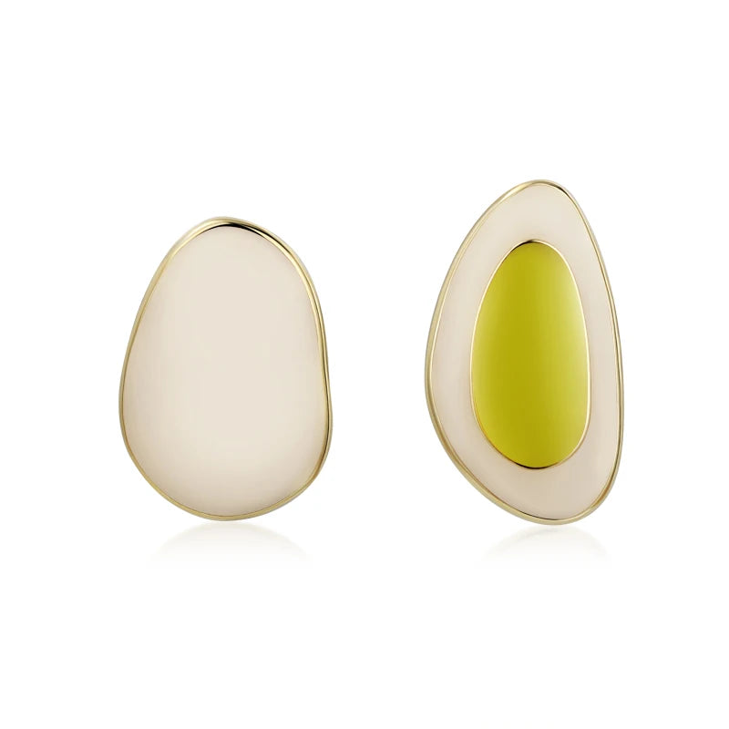 925 Silver Irregular Enamel Stud Earrings Punk Party Jewelry