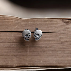 925 Silver Retro Skull Earrings Punk Style