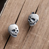 925 Silver Retro Skull Earrings Punk Style