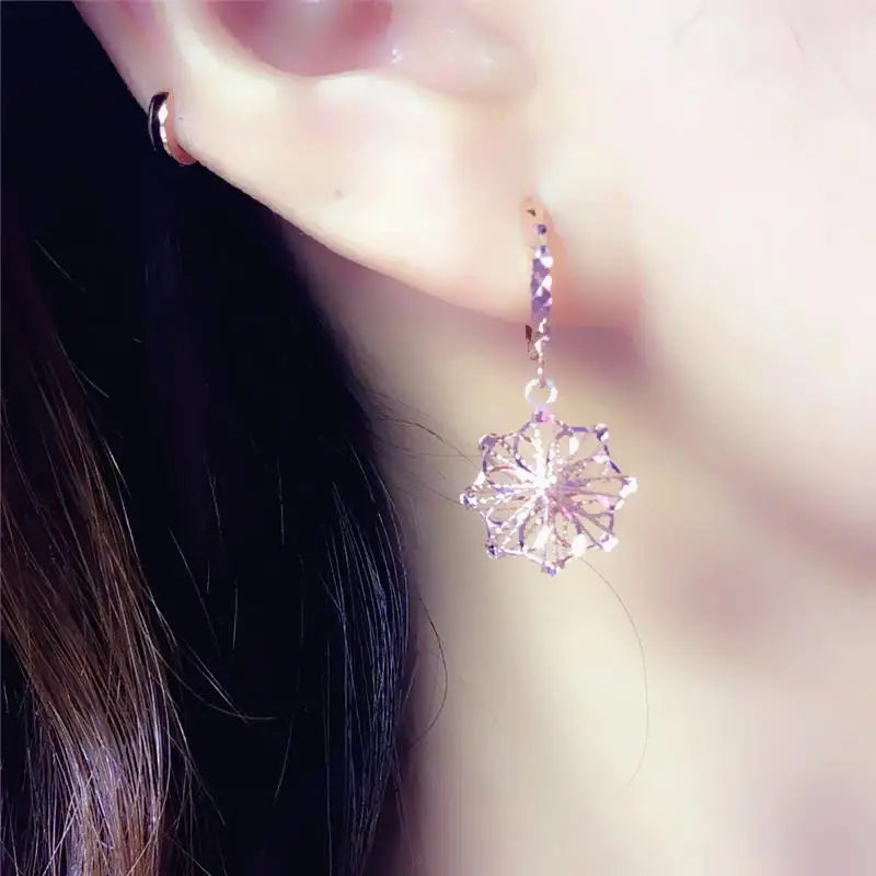 925 Silver Women's 18K Brushed Earrings Purple Gift