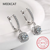 925 Silver Square Drop Earrings Bridal Wedding Jewelry