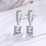 925 Silver Square Drop Earrings Bridal Wedding Jewelry