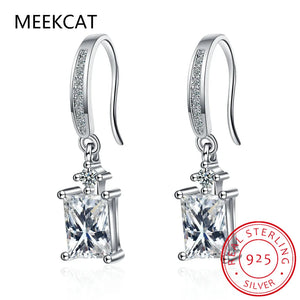 925 Silver Square Drop Earrings Bridal Wedding Jewelry
