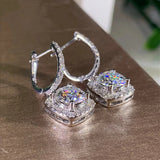 925 Silver Square Drop Earrings Bridal Wedding Jewelry