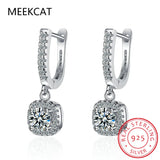 925 Silver Square Drop Earrings Bridal Wedding Jewelry