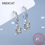 925 Silver Square Drop Earrings Bridal Wedding Jewelry