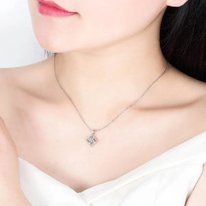 925 Silver Crystal Zircon Flower Pendant Necklace