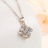 925 Silver Crystal Zircon Flower Pendant Necklace