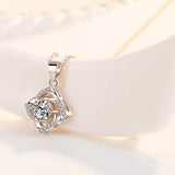 925 Silver Crystal Zircon Flower Pendant Necklace