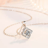 925 Silver Crystal Zircon Flower Pendant Necklace