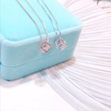 925 Sterling Silver Colorful Cube Zircon Shine Necklace Pendant