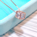 925 Sterling Silver Colorful Cube Zircon Shine Necklace Pendant