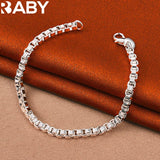 925 Silver Pretty Box Chain Bracelet 4mm for Wedding Engagement Party