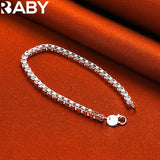 925 Silver Pretty Box Chain Bracelet 4mm for Wedding Engagement Party