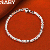 925 Silver Pretty Box Chain Bracelet 4mm for Wedding Engagement Party