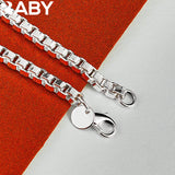 925 Silver Pretty Box Chain Bracelet 4mm for Wedding Engagement Party