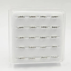 925 Silver Nose Ring 4 Clear Crystal 24G Hoop Nose Piercing 20pcs
