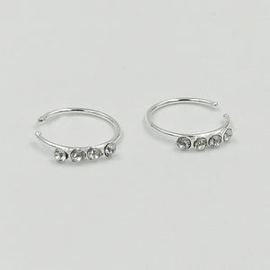 925 Silver Nose Ring 4 Clear Crystal 24G Hoop Nose Piercing 20pcs
