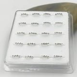925 Silver Nose Ring 4 Clear Crystal 24G Hoop Nose Piercing 20pcs