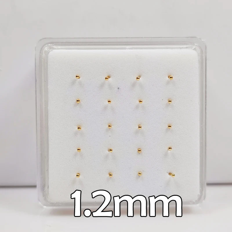 925 Silver Nose Stud 1.2mm 1.5mm Ball Nostril Piercing 20pcs/pack