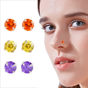 925 Sterling Silver Nose Stud 8 Colors Mini Zircon Nose Nail Europe