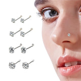 925 Silver Nose Stud Round Zircon Nose Ring Body Piercing