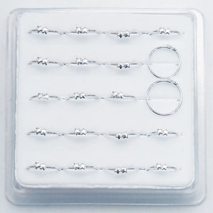 925 Silver Nose ring Double Star Hoop Piercing Jewelry 20pcs/lot