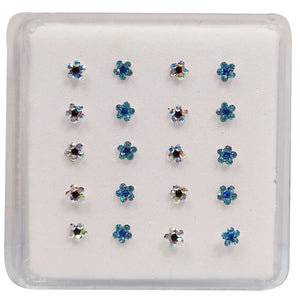 925 Sterling Silver Flower Crystal Nostril Piercing Nose Stud 20pcs