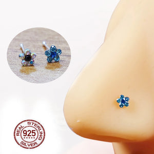 925 Sterling Silver Flower Crystal Nostril Piercing Nose Stud 20pcs