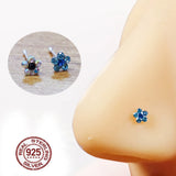 925 Sterling Silver Flower Crystal Nostril Piercing Nose Stud 20pcs