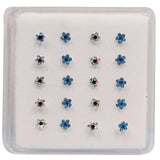 925 Sterling Silver Flower Crystal Nostril Piercing Nose Stud 20pcs