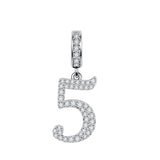 925 Silver Number Pendant Charm for Necklace DIY Bracelet Jewelry