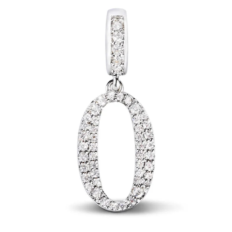 925 Silver Number Pendant Charm for Necklace DIY Bracelet Jewelry