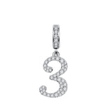 925 Silver Number Pendant Charm for Necklace DIY Bracelet Jewelry