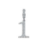 925 Silver Number Pendant Charm for Necklace DIY Bracelet Jewelry