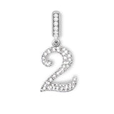 925 Silver Number Pendant Charm for Necklace DIY Bracelet Jewelry