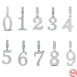 925 Silver Number Pendant Charm for Necklace DIY Bracelet Jewelry