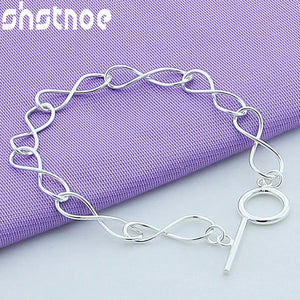 925 Silver OT Buckle Chain Bracelet Women Gift Jewelry