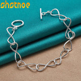 925 Silver OT Buckle Chain Bracelet Women Gift Jewelry