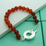 925 Silver Red Agate Bracelet For Woman Charm Wedding Jewelry