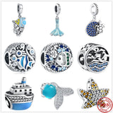925 Silver Ocean Fish Turtle Starfish Charms Pendant DIY Beads