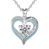 925 Silver Ocean Heart Necklace Carved Pendant Jewelry