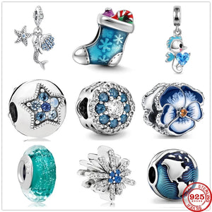 925 Sterling Silver Fish Tail Pearl Unicorn Charm Pendant